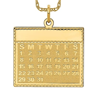 #ad 14K Yellow Gold Sunday The First Day Calendar Necklace Charm Pendant $412.00