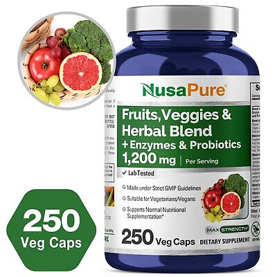 #ad 43 Fruits and Veggies Supplement 250 Vcaps with 11 Enzymes amp; Probiotics $25.70