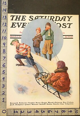#ad 1931 ALLAN FOSTER SPORT SLEDDING WINTER BOBSLED TOBAGGON ILLUS ART COVER COV1431 $48.95