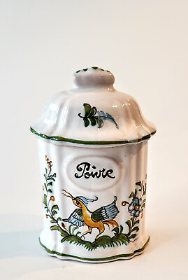 #ad Vintage Lallier Moustiers French Faience Pepper Canister with Lid $34.30