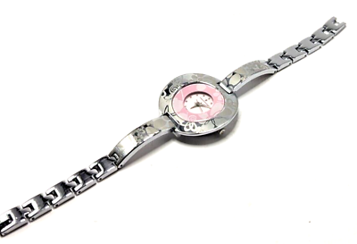 #ad Christian Van Sant Silver with Pink Floral Round Watch CV4215 NEW BATT $46.75