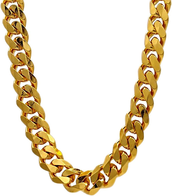 #ad 18K Big Faux Gold Flat Chain 11Mm Thickness 24In Length 90S Fashion Man Hip Hop $20.29