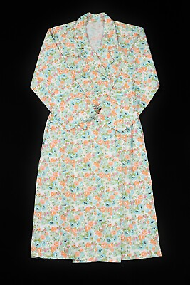 #ad Vintage 50s Wrap Dress Medium Floral Pattern Retro 1950s Collar Long Sleeve $25.80