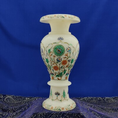 #ad 11#x27;#x27; Marble beautiful vase flower pot mosaic Inlay Work Pietra Dura stone $1477.00