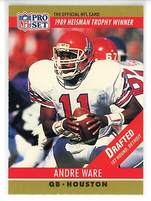 #ad 1990 Pro Set #19B Andre Ware RC Lions with Draft Stripe $1.28