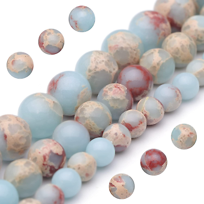 #ad Natural Gemstone Beads for Jewelry Making8Mm Sky Blue Jasper Polished round Smo $27.99