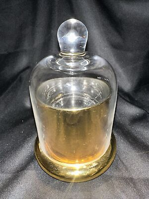 #ad Gold Candle Holder with Glass Cloche Lid Tea light Size $22.00