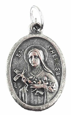 #ad Vintage Catholic Saint Theresa Silver Tone Religious Medal Italy $9.99