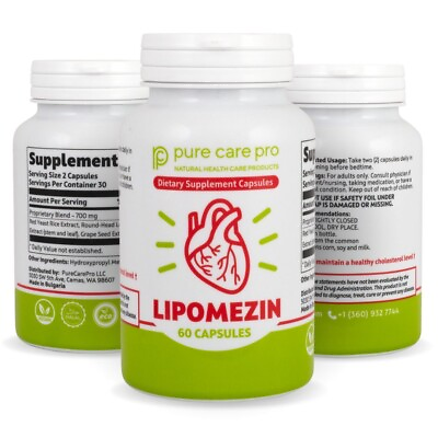 #ad LIPOMEZIN The MOST Effective All Natural Cholesterol Lowering Supplement 60ct $42.00