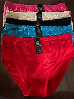 #ad 5pcs high waist briefs polyester all lace highcut plus underwear panties M XXL $12.00