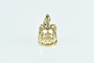 #ad 14K 3D Crown Jewels King Queen Royalty Charm Pendant Yellow Gold *20 $229.95