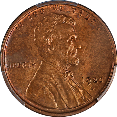 #ad 1920 D Lincoln Cent PCGS Unc Details Great Eye Appeal Strong Strike $172.00