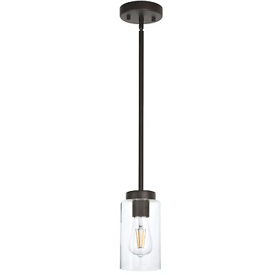 #ad One Light Chandeliers Modern Clear Glass Pendant Lighting Oil Rubbed Bronze D... $66.48