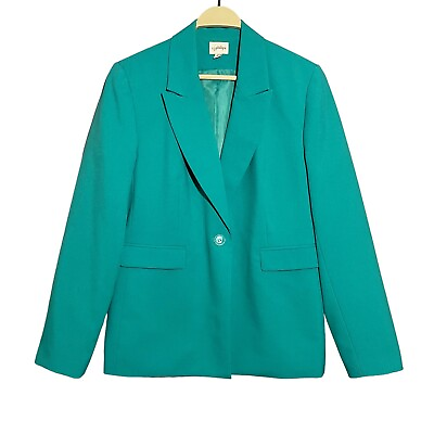 #ad Cj Phillips Women Suit Business Jacket Formal Size 16 Teal Green Loud One Button $24.99