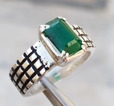 #ad Natural Unheated Untreated mens Emerald Ring panjsher Emerald ring Real emerald $280.00