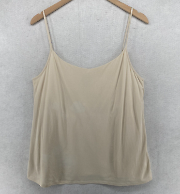 #ad EILEEN FISHER Tank Top XL Double Layered Silk Stretch Jersey Cami Off White $34.99