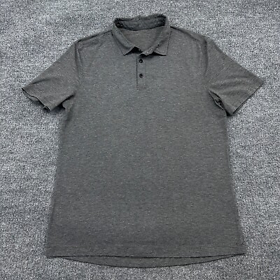 #ad Lululemon Polo Mens L Evolution Golf Shirt Gray Short Sleeve Performance Stretch $23.96