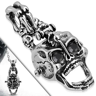 #ad #ad Gothic Black Eyes Stone Skull Pendant Necklace $19.99