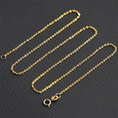 #ad Pure 18K Yellow Gold Chain Women Lucky Thin O Link Necklace 16 24inch $38.72