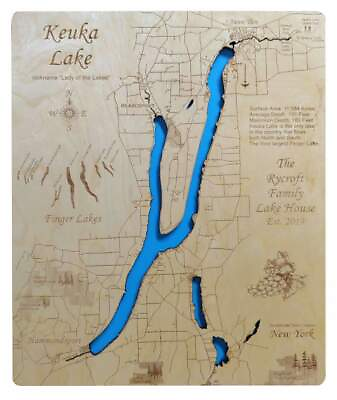 #ad Keuka Lake NY Laser Cut Wood Map Wall Art Made to Order $417.49