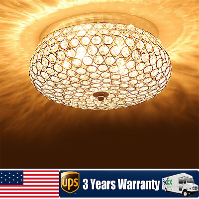 #ad 30cm Round LED Crystal Ceiling Light Pendant Lamp Chandelier Flush Mount Bedroom $39.90
