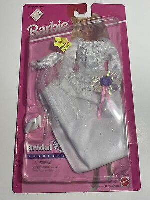 #ad NRFB 1995 Barbie Fashion Bridal Vintage Outfit 68065 95 Mattel Gold Dress Veil $29.00