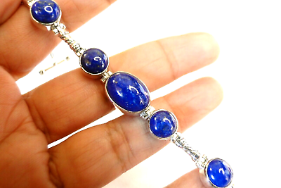 #ad Blue Lapis Lazuli 925 Sterling Silver Toggle Bracelet $129.00