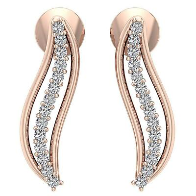 #ad Fashion Huggie Earrings Natural Diamond I1 G 0.15 Ct Prong Set 14K Gold 0.59Inch $307.99
