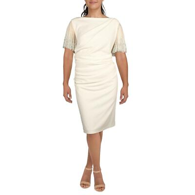 #ad Betsy amp; Adam Womens White Beaded Knee Length Sheath Dress Plus 22W BHFO 4317 $23.99