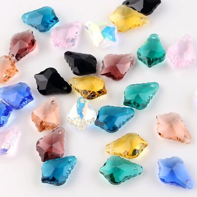 #ad Leaf Crystal Beads 11x16mm Glass Crystals Lampwork Bead Jewelry Charms 30Pcs $13.42