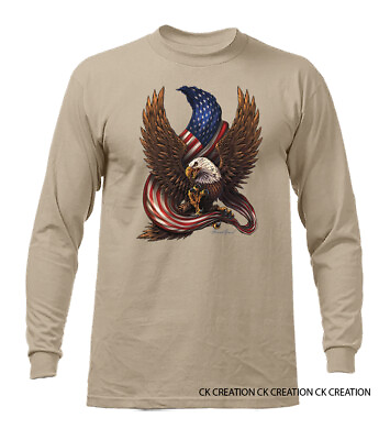 #ad Peace Power Patriotism US Flag Eagle American Pride Patriot Long Sleeve $17.24