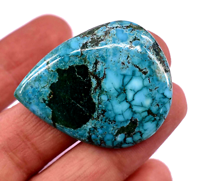 #ad Natural Blueish Green Turquoise 47.95 Ct Earth Mined Gemstone 38x30 mm $46.06