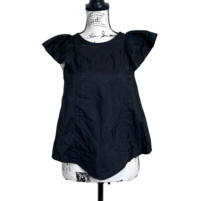 #ad Isabel Marant Women#x27;s Black Top Silk Blend Sleeveless Ruffle Size 38 US 6 $67.49