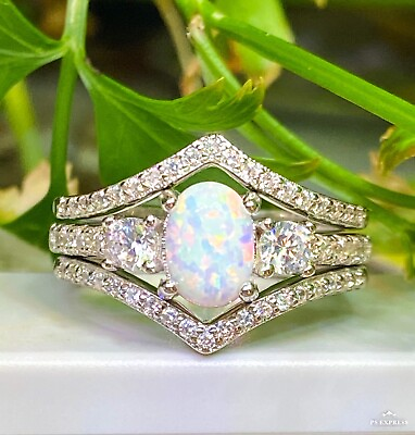 #ad opal ring engagement ring set wedding ring set Opal statement ring opal jewelry $124.00