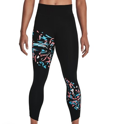 #ad Under Armour Womens Floral Print Leggings Size Small Color Black Black White $52.00