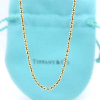 #ad Tiffany Co. Tiffany Yellow Gold Beaded Chain Necklace 750 K18 40cm HD49 $618.72