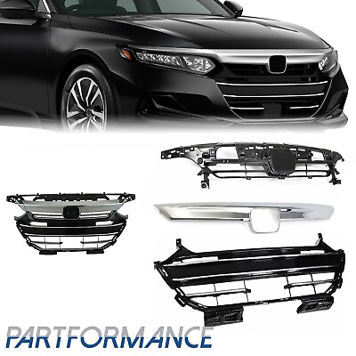 #ad Black With Chrome Trim Upper And Lower Bumper Grille For Honda Accord 2021 2023 $126.99