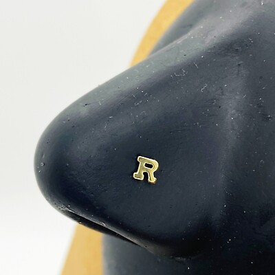 #ad 14k Solid Gold Initial Letter Alphabet Ball End Stud Nose Ring $32.99