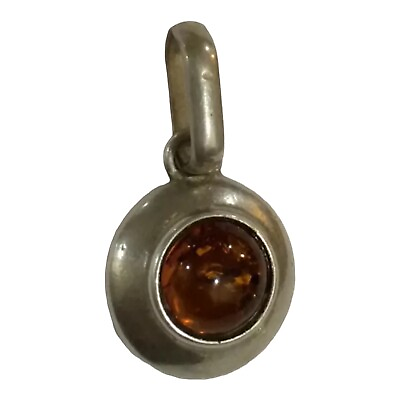 #ad Sterling Silver Amber Pendant#2 $19.99