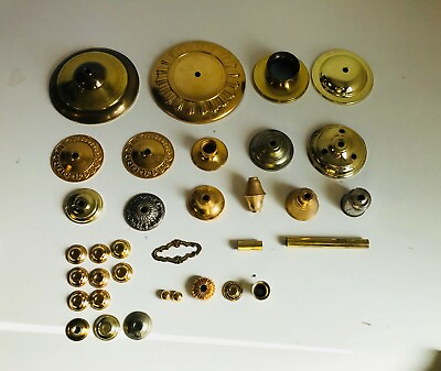 #ad Job LOT of brass chandelier vintage lamp light parts: bobeches dish spacers $84.15