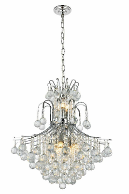 #ad Foyer Dining Room or Kitchen Island Crystal Ball Chandelier Chrome Light Fixture $568.00