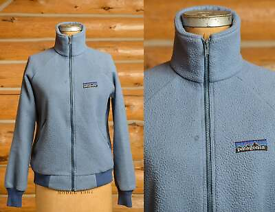 #ad 1980s Patagonia Big Label Powder Blue Fleece Zip Up Jacket $79.95