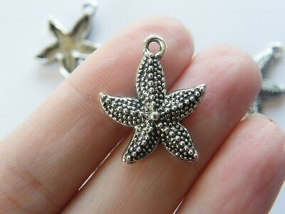 #ad 8 Starfish charms antique silver tone FF210 $4.25