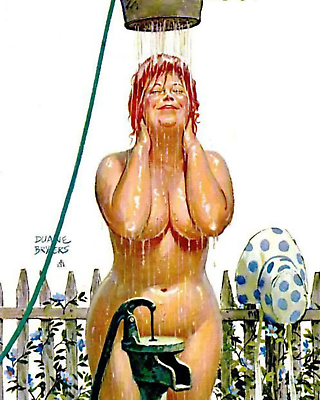 #ad Duane Bryers#x27; plump and pretty Hilda Outside Shower art painting print $7.19
