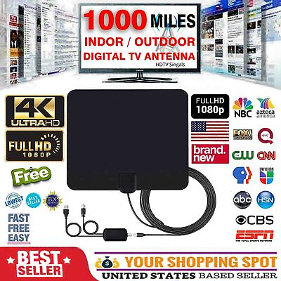 #ad 1000 MILE HDTV ANTENNA BEST LONG RANGE LESOOM INDOOR TV DIGITAL 4K 2020 NEWEST $18.19