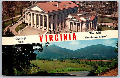 #ad Vtg Virginia VA Dualview Banner Greetings 1950s Peaks of Otter Capitol Postcard $4.99