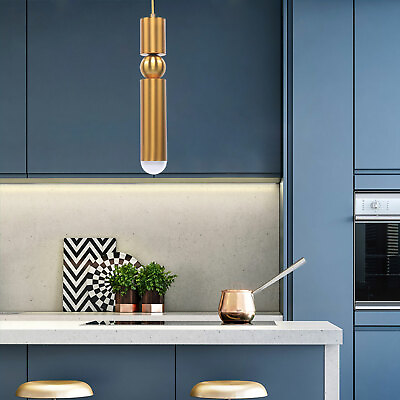 #ad Gold LED Pendant Hanging Lamp Ceiling Light Brass Tube Chandelier Fixture Modern $13.11