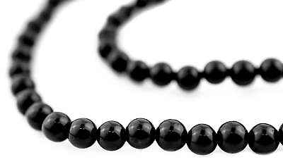 #ad Round Onyx Beads 5mm Black Gemstone 16 $3.99