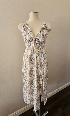#ad #ad Abercrombie amp; Fitch Floral Midi Slit Dress Size Small NWT $45.00