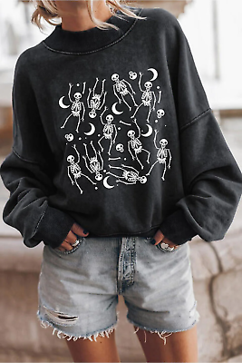 #ad Skeleton Graphic Round Neck Long Sleeve Sweatshirt $28.96